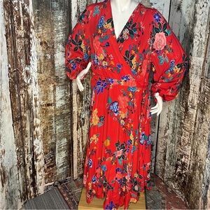 Anthropologie Vibrant Red Plus Size Dress